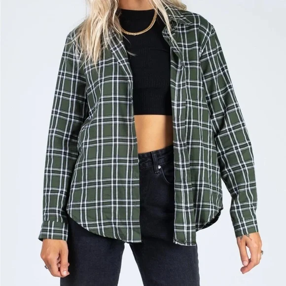 Princess Polly Nora Green Plaid Shirt - Picture 2 of 6